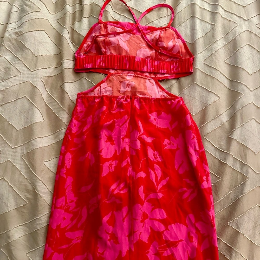 SHEIN Red and Pink Floral dress